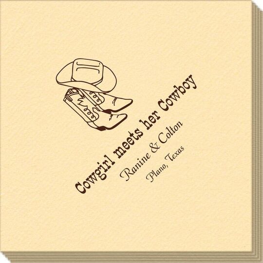 Western Boots & Cowboy Hat Linen Like Napkins