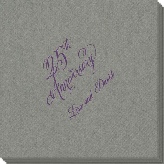 Elegant 25th Anniversary Linen Like Napkins