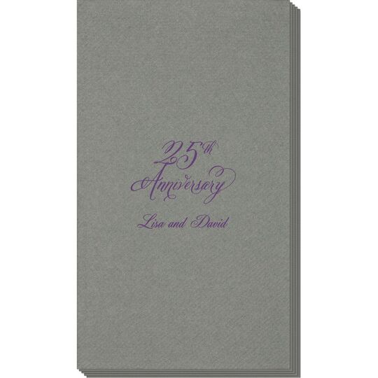 Elegant 25th Anniversary Linen Like Guest Towels