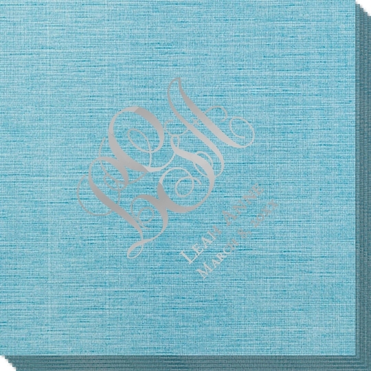 Fancy Script Monogram with Text Bamboo Luxe Napkins