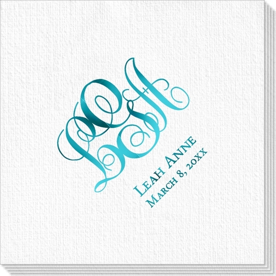 Fancy Script Monogram with Text Deville Napkins