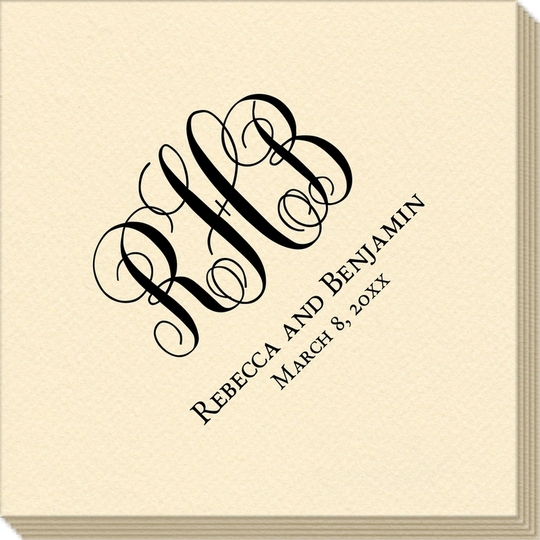 Fancy Script Monogram with Text Linen Like Napkins