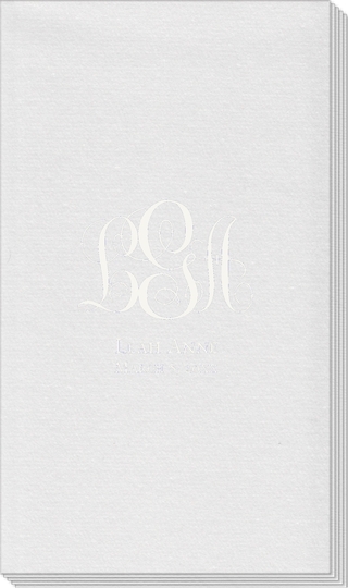 Fancy Script Monogram with Text Linen Like Guest Towels