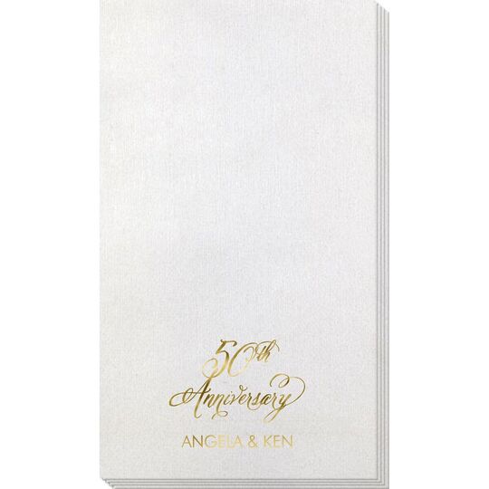 Elegant 50th Anniversary Bamboo Luxe Guest Towels