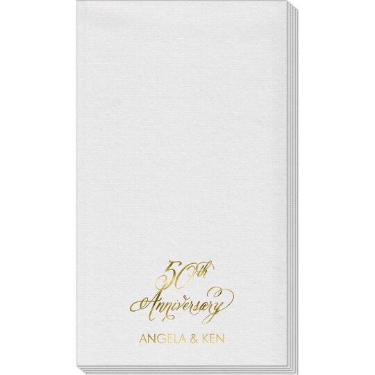 Elegant 50th Anniversary Linen Like Guest Towels