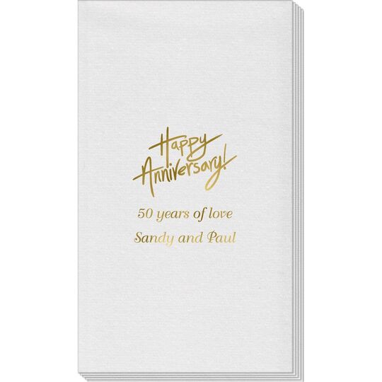 Fun Happy Anniversary Linen Like Guest Towels