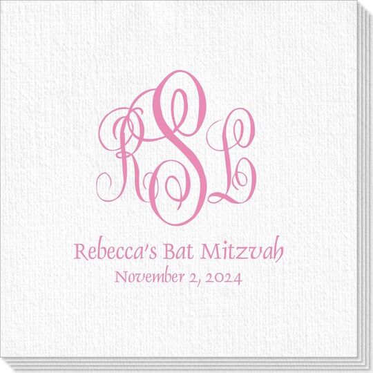 Script Monogram with Small Initials plus Text Deville Napkins