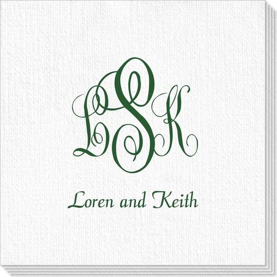 Script Monogram with Small Initials plus Text Deville Napkins