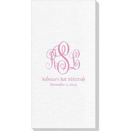 Script Monogram with Small Initials plus Text Deville Guest Towels