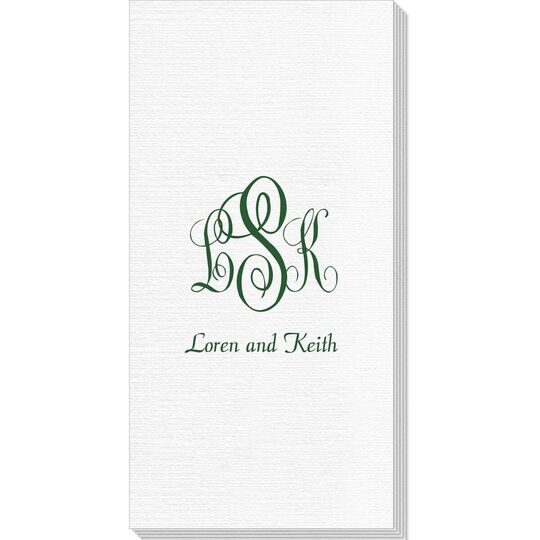 Script Monogram with Small Initials plus Text Deville Guest Towels