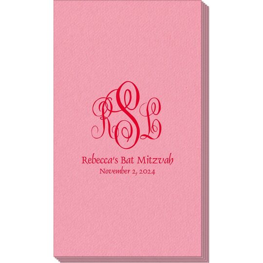 Script Monogram with Small Initials plus Text Linen Like Guest Towels