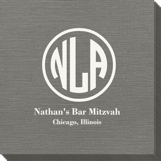 Framed Rounded Monogram with Text Bamboo Luxe Napkins