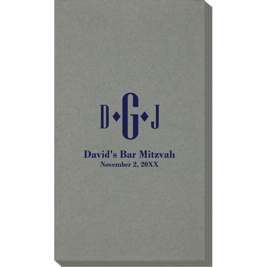 Condensed Monogram with Text Linen Like Guest Towels