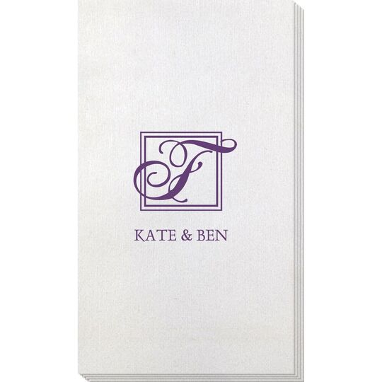 Pick Your Single Initial Monogram with Text Bamboo Luxe Guest Towels