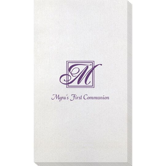 Pick Your Single Initial Monogram with Text Bamboo Luxe Guest Towels