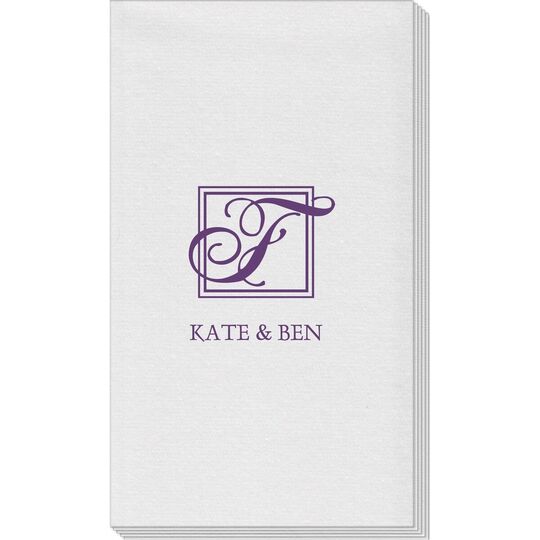 Pick Your Single Initial Monogram with Text Linen Like Guest Towels