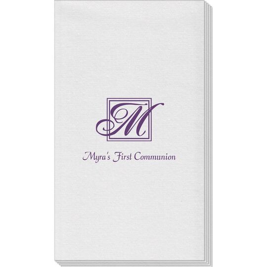 Pick Your Single Initial Monogram with Text Linen Like Guest Towels