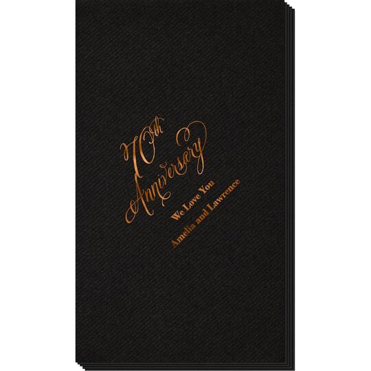 Elegant 70th Anniversary Linen Like Guest Towels
