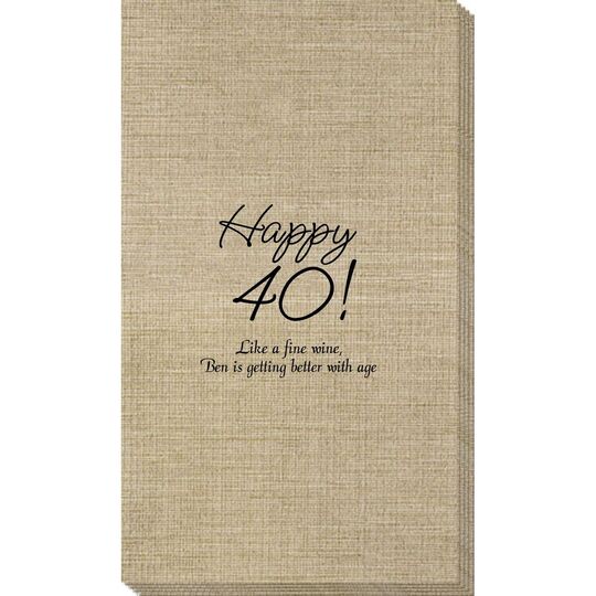 Elegant Happy 40th Bamboo Luxe Guest Towels