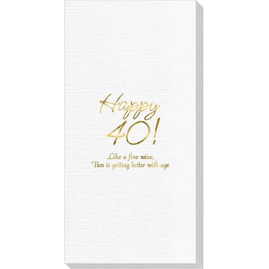 Elegant Happy 40th Deville Guest Towels
