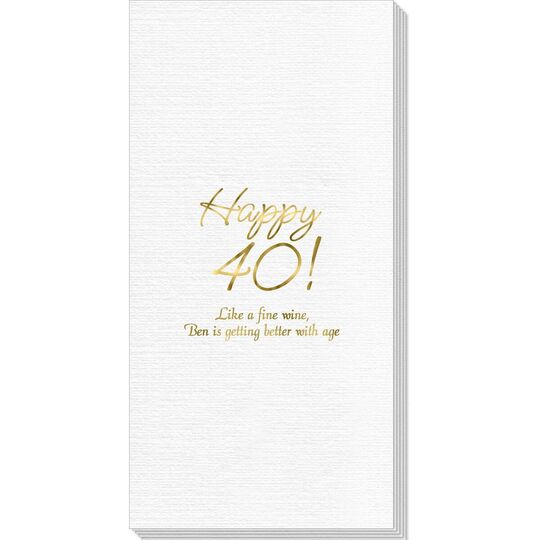 Elegant Happy 40th Deville Guest Towels