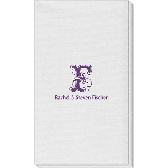 Pick Your Single Initial with Text Linen Like Guest Towels