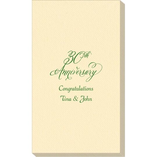 Elegant 30th Anniversary Linen Like Guest Towels