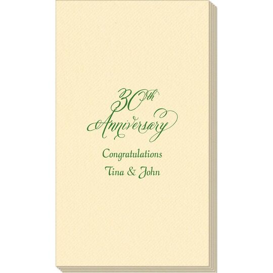 Elegant 30th Anniversary Linen Like Guest Towels