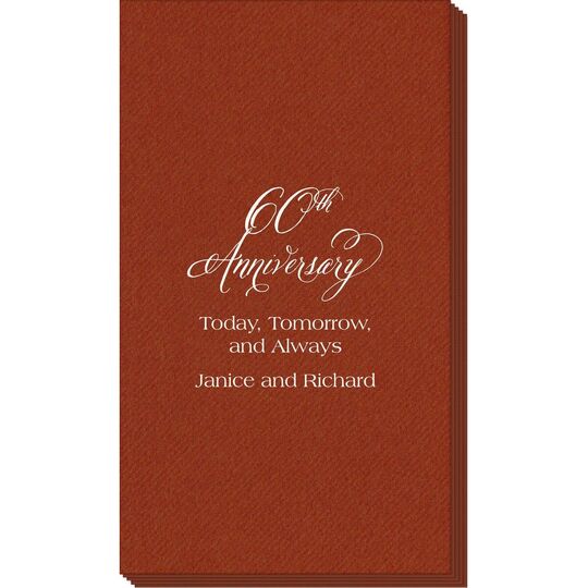 Elegant 60th Anniversary Linen Like Guest Towels