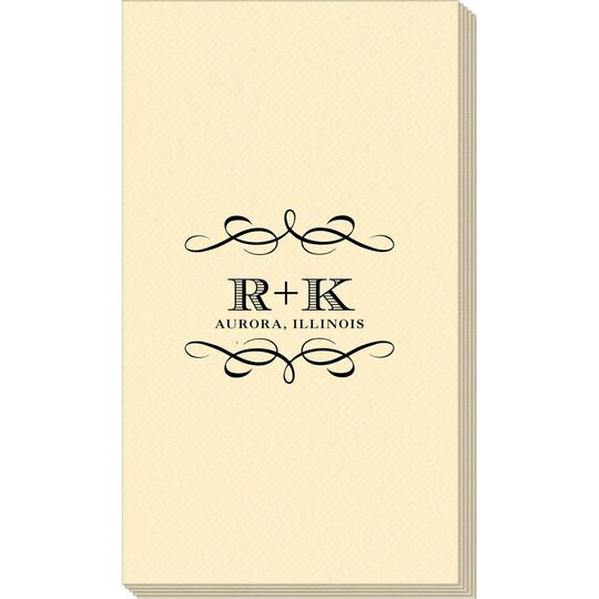 Courtyard Scroll with Initials Linen Like Guest Towels