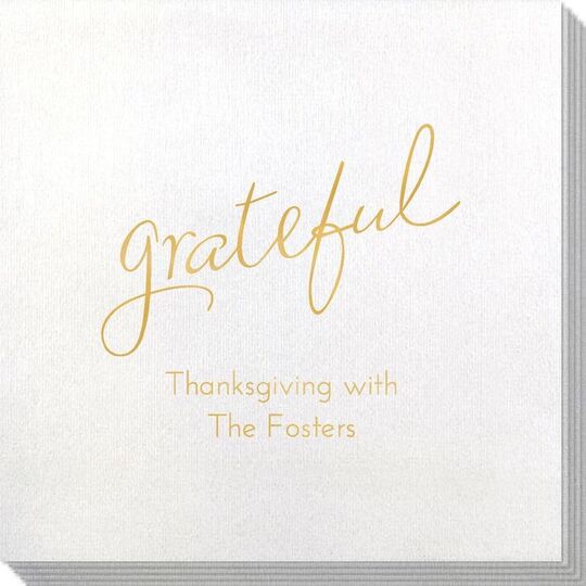 Expressive Script Grateful Bamboo Luxe Napkins