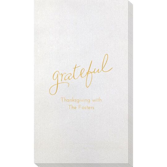 Expressive Script Grateful Bamboo Luxe Guest Towels