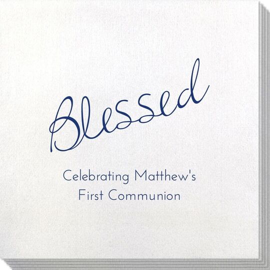 Expressive Script Blessed Bamboo Luxe Napkins