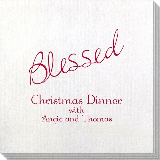 Expressive Script Blessed Bamboo Luxe Napkins