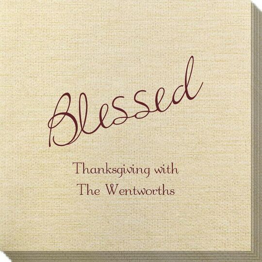 Expressive Script Blessed Bamboo Luxe Napkins