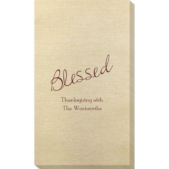 Expressive Script Blessed Bamboo Luxe Guest Towels