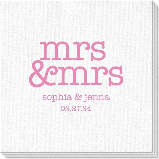 Stacked Happy Mrs & Mrs Deville Napkins