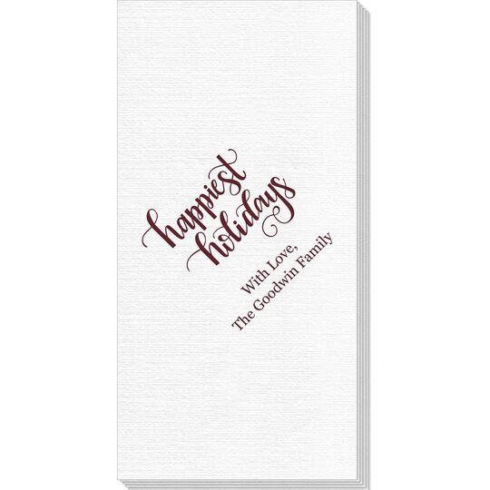 Hand Lettered Happiest Holidays Deville Guest Towels