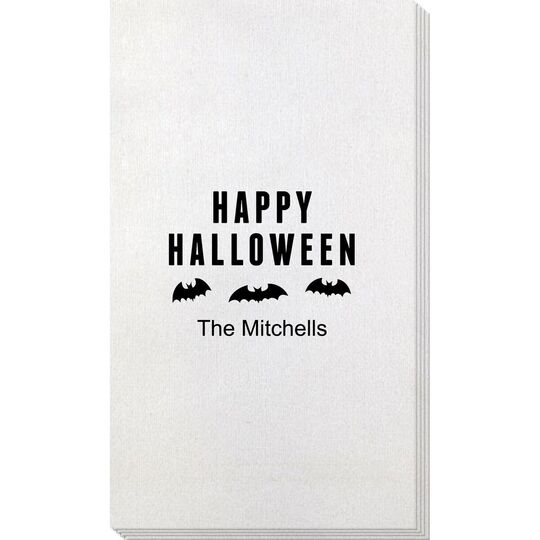 Happy Halloween Bats Bamboo Luxe Guest Towels