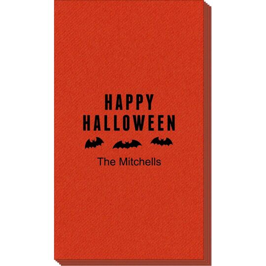 Happy Halloween Bats Linen Like Guest Towels