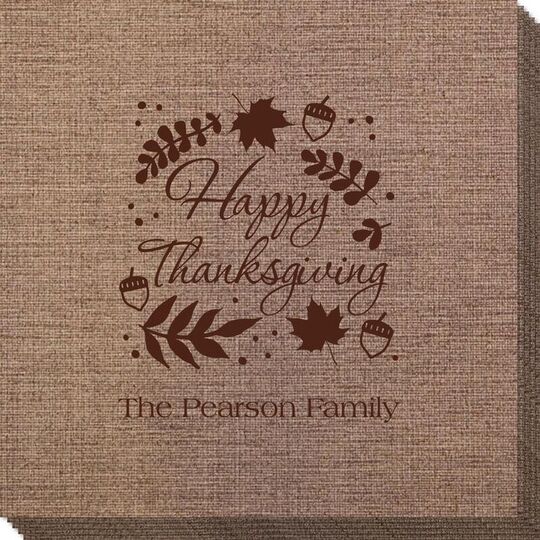 Happy Thanksgiving Autumn Bamboo Luxe Napkins