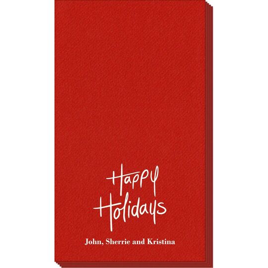 Fun Happy Holidays Linen Like Guest Towels