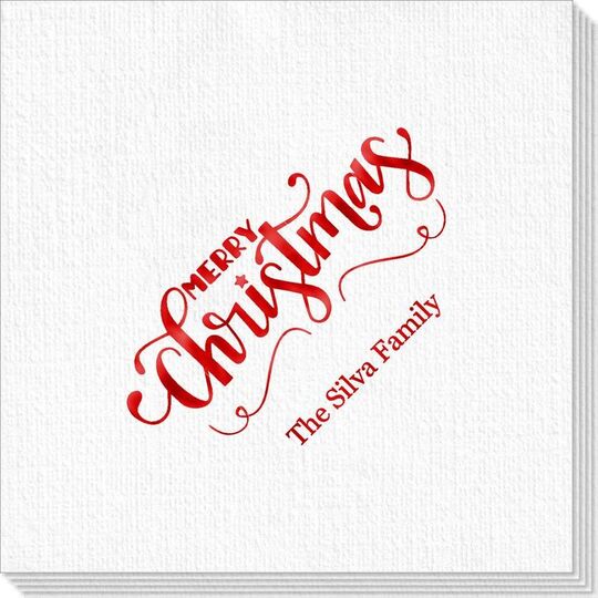 Hand Lettered Merry Christmas Scroll Deville Napkins