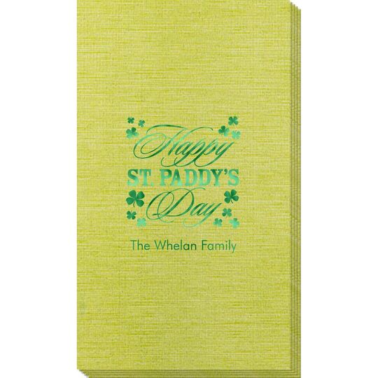 Happy St. Paddy's Day Clover Bamboo Luxe Guest Towels