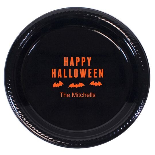 Happy Halloween Bats Plastic Plates