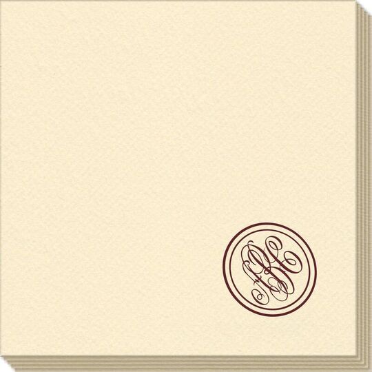 Petite Double Circle Monogram Linen Like Napkins