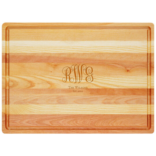 Script Initial Personalized Bamboo Cutting Boards