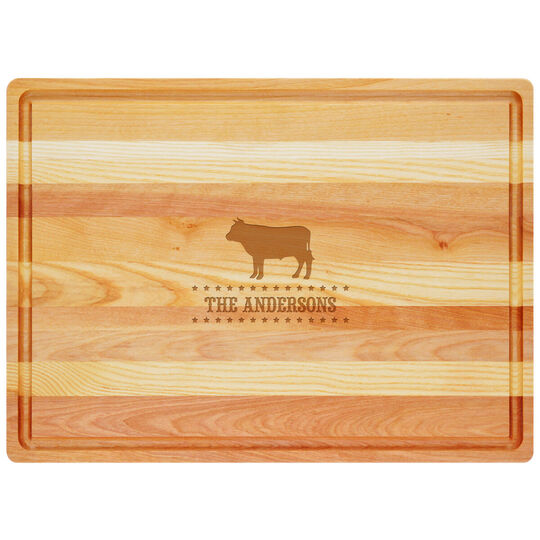 Personalized Cow Master Wood Cutting Board