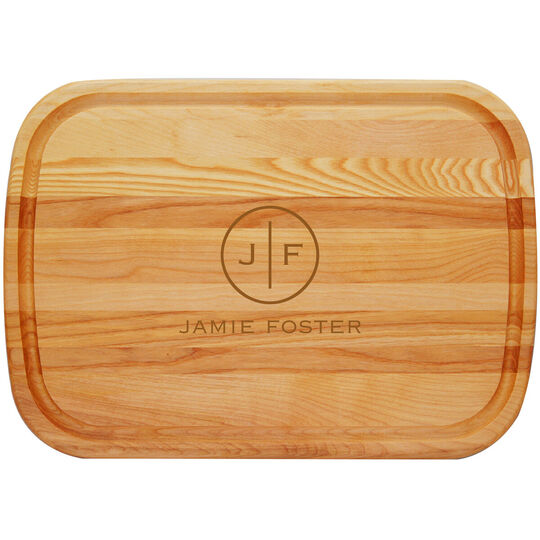 Circle Initials Large 21-inch Wood Cutting Board