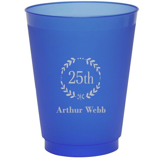 25th Wreath Colored Shatterproof Cups
